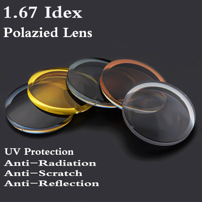1.67 Index Aspheric Polarized Sunglasses Prescription Lens CR-39 Myopia Presbyopia UV Protection Sun Glasses Lens 2 PCS RS234