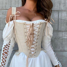 Load image into Gallery viewer, Summer Vintage Corset Bustier Top Women Cut Out Sexy Lace Up Bandage Sleeveless Tank Tops Fairy Princess Vest Cosplay Costume
