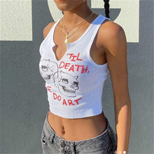 Load image into Gallery viewer, 2021 Fashion White Tank Tops Womens Summer Sleeveless Knitted Sexy Vest Fashion Print Cropped Tops Ladies Shirts Harajuku
