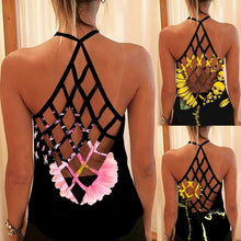Load image into Gallery viewer, Women Sunflower Skull Sexy Hollow Out Open Back Suspender Vest Sleeveless Tank Top Female Backless Loose Camisole Tank Halloween
