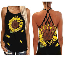 Load image into Gallery viewer, Women Sunflower Skull Sexy Hollow Out Open Back Suspender Vest Sleeveless Tank Top Female Backless Loose Camisole Tank Halloween
