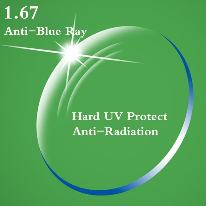 1.67 Index Ultra Thin CR-39 Aspheric Optical Prescription Lens Myopia Reading Glasses UV Protect Anti-Radiation Blue Ray RS246